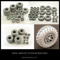 画像1: Miniarm[B35103] 1/35 KRAZ 6X6 VI-3タイヤセット(予備タイヤ付き)