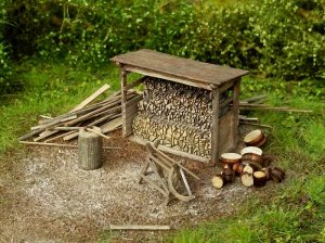 画像1: Model Scene[96516]1/144-1/160(Nスケール) 薪小屋 工具付(キット) (1)