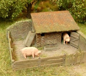 画像1: Model Scene[96519]1/144-1/160(Nスケール) 豚小屋(キット) (1)