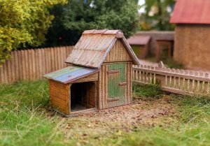 画像1: Model Scene[98533]1/87(HOスケール) 物置のある屋外トイレ(キット) (1)