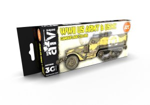 画像1: AKアクリル3G[AK11668][3G]アメリカ陸軍＆海兵隊迷彩カラー8色セット (1)