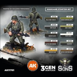 画像2: AKインタラクティブ[AK11781]装甲擲弾兵師団ヨーロッパ戦線・ウォーゲームスターター10色セット(30mmスケールフィギュア1体付き)