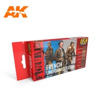 AKインタラクティブ[AK03270]WW1&2フランス軍ユニフォームカラーセット 水性アクリル17ml x6本セット