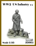 アルデンヌミニチュア[AR35064]1/35 WWII アメリカ陸軍歩兵No.1 イヌに餌をやる歩兵