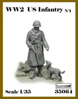 アルデンヌミニチュア[AR35064]1/35 WWII アメリカ陸軍歩兵No.1 イヌに餌をやる歩兵