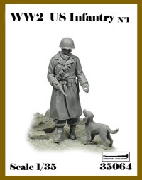 アルデンヌミニチュア[AR35064]1/35 WWII アメリカ陸軍歩兵No.1 イヌに餌をやる歩兵