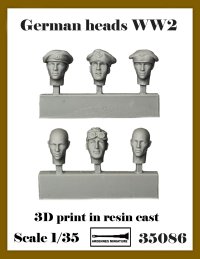 アルデンヌミニチュア[AR35086]1/35 WWII ドイツ スペアヘッドセット 大戦初期の戦車兵(6個入)