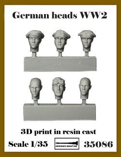 画像1: アルデンヌミニチュア[AR35086]1/35 WWII ドイツ スペアヘッドセット 大戦初期の戦車兵(6個入)