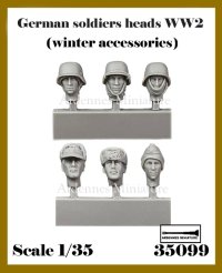 アルデンヌミニチュア[AR35099]1/35 WWII ドイツ スペアヘッドセット 冬季装備の兵士(6個入)