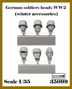 画像1: アルデンヌミニチュア[AR35099]1/35 WWII ドイツ スペアヘッドセット 冬季装備の兵士(6個入)