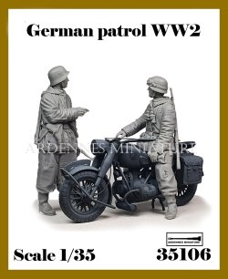画像1: アルデンヌミニチュア[AR35106]1/35 WWII ドイツ 冬季のオートバイ偵察セット(2体入)