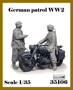 画像1: アルデンヌミニチュア[AR35106]1/35 WWII ドイツ 冬季のオートバイ偵察セット(2体入) (1)