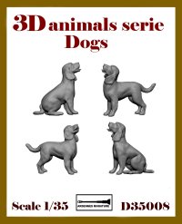 アルデンヌミニチュア[ARD35008]1/35 ジオラマアクセサリー 3D動物シリーズ イヌ(4個入)
