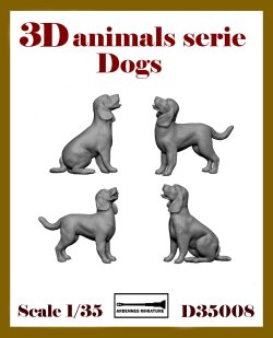 画像1: アルデンヌミニチュア[ARD35008]1/35 ジオラマアクセサリー 3D動物シリーズ イヌ(4個入)