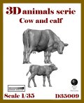 アルデンヌミニチュア[ARD35009]1/35 ジオラマアクセサリー 3D動物シリーズ 乳牛と子牛(2個入)