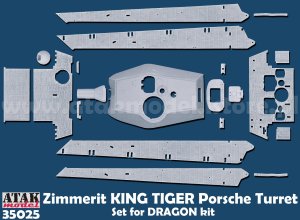 画像1: ATAK model[AT35025]1/35 WWII ドイツ キングタイガー重戦車(ポルシェ砲塔)用ツィンメリットセット(ドラゴン用) (1)