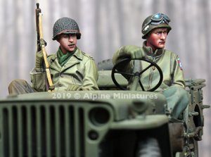 画像1: Alpine Miniatures[AM35262]1/35 WWII 米 アメリカ陸軍歩兵 小型車両に搭乗する士官と兵士(2体セット) (1)