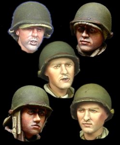 画像1: Alpine Miniatures[H019]1/35 WWII米 歩兵ヘッドセット(5個セット) (1)