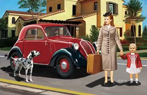 画像1: ブロンコ[Bro35167] 1/35 フィアットFAIT500トッポリーノ乗用車ハードトップ+女性と女児＆犬 (1)