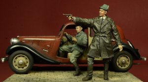 画像1: D-Day miniature studio[DD35055］ 1/35 WWII独 「待ち伏せ！」親衛隊諜報部(2体セット)ナチ占領下の欧州1943-1944 (1)