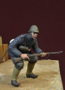 画像1: D-Day miniature studio［DD35152]1/35 WWIIブラックデビルズ オランダ軍歩兵No2 低く身構える兵士1940 (1)