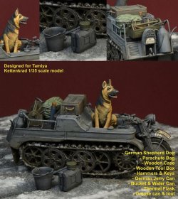 画像1: D-Day miniature studio[DD35197]1/35 WWII ドイツ空軍ケッテンクラート用アクセサリーセット(番犬付)