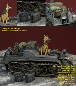 画像1: D-Day miniature studio[DD35197]1/35 WWII ドイツ空軍ケッテンクラート用アクセサリーセット(番犬付) (1)