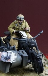 D-Day miniature studio[DD35252]1/35 WWII ドイツ BMW R75に乗る降下猟兵オートバイ兵 イタリア1943-44/チュニジア1943