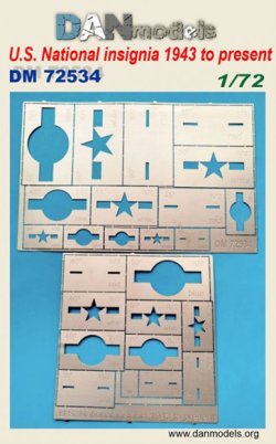 画像1: DANmodels[DAN72534]1/72 米軍機国籍マーク 1943年〜現代 エッチングステンシル