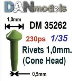 画像1: DAN models[DAN35262]円錐リベット (頭Φ1.0mm、230個入り)