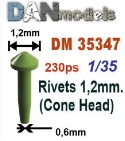 画像1: DAN models[DAN35347]円錐リベット (頭Φ1.2mm、230個入り)