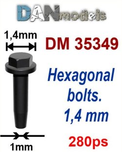 画像1: DAN models[DAN35349]六角ボルト (頭Φ1.4mm、280個入り)