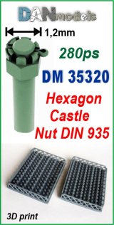 DANmodels[DAN35320]六角溝付ナット (キャッスルナット)DIN 935 (頭Φ1.2mm、280個入り)