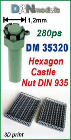 画像1: DANmodels[DAN35320]六角溝付ナット (キャッスルナット)DIN 935 (頭Φ1.2mm、280個入り)