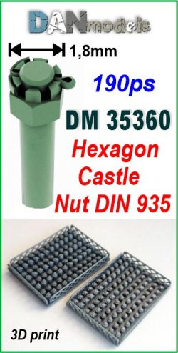 画像1: DANmodels[DAN35360]六角溝付ナット (キャッスルナット)DIN 935 (頭Φ1.8mm、190個入り)