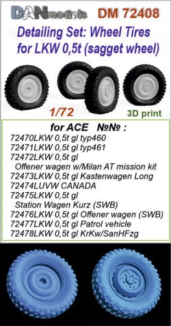 画像1: DANmodels[DAN72408]1/72 LKW 0.5t 自重変形ホイール (4個入) (エース用)