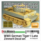 DEF.MODEL[DD48001]1/48 WWII ドイツ タイガーI重戦車中期/後期型 ツィンメリットデカールセット エッチンググリル付(タミヤ用)