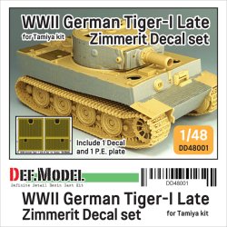 画像1: DEF.MODEL[DD48001]1/48 WWII ドイツ タイガーI重戦車中期/後期型 ツィンメリットデカールセット エッチンググリル付(タミヤ用)
