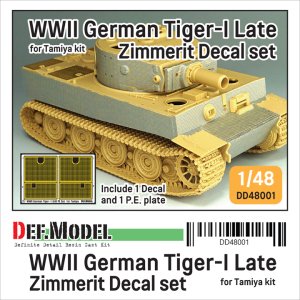 画像1: DEF.MODEL[DD48001]1/48 WWII ドイツ タイガーI重戦車中期/後期型 ツィンメリットデカールセット エッチンググリル付(タミヤ用) (1)
