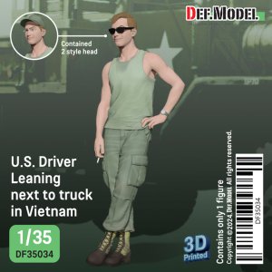 画像1: DEF.MODEL[DF35034]1/35 現用 アメリカ トラックに寄りかかって休憩する運転手 ベトナム戦争(ヘッド2個付) (1)
