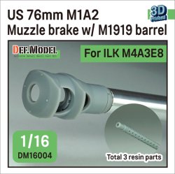 画像1: DEF.MODEL[DM16004]1/16 WWII アメリカ M4A3E8シャーマン戦車用 76mm M1A2砲マズルブレーキ/M1919機銃身2本付(アイラブキット用)