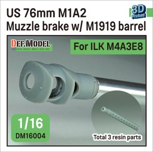 画像1: DEF.MODEL[DM16004]1/16 WWII アメリカ M4A3E8シャーマン戦車用 76mm M1A2砲マズルブレーキ/M1919機銃身2本付(アイラブキット用) (1)