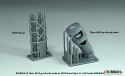 画像2: DEF.MODEL[DM16004]1/16 WWII アメリカ M4A3E8シャーマン戦車用 76mm M1A2砲マズルブレーキ/M1919機銃身2本付(アイラブキット用)