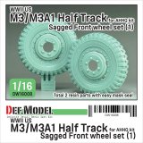 DEF.MODEL[DW16008]1/16 WWII アメリカ US M3/M3A1ハーフトラック用 前輪自重変形タイヤセット(1) 軍用タイプ(アンディーズホビーヘッドクォーターズ/タコム用)
