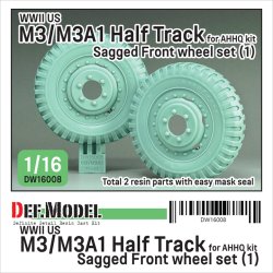 画像1: DEF.MODEL[DW16008]1/16 WWII アメリカ US M3/M3A1ハーフトラック用 前輪自重変形タイヤセット(1) 軍用タイプ(アンディーズホビーヘッドクォーターズ/タコム用)