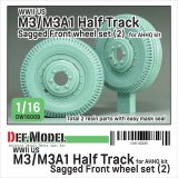 DEF.MODEL[DW16009]1/16 WWII アメリカ US M3/M3A1ハーフトラック用 前輪自重変形タイヤセット(2) 貨物用タイプ(アンディーズホビーヘッドクォーターズ/タコム用)