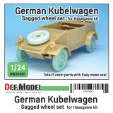 DEF.MODEL[DW24001]1/24 WWIIドイツキューベルワーゲン用自重変形タイヤセット(ハセガワ用)