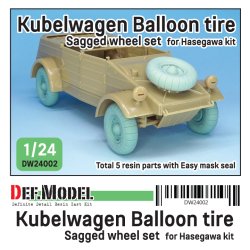 画像1: DEF.MODEL[DW24002]1/24 WWIIドイツキューベルワーゲン用自重変形バルーンタイヤセット(ハセガワ用)