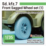 DEF.MODEL[DW30060]1/35 WWII ドイツSd.kfz.7 8tハーフトラック用自重変形前輪タイヤセットパターン1(タミヤ/トランペッター/ドラゴン用)