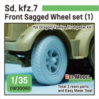 DEF.MODEL[DW30060]1/35 WWII ドイツSd.kfz.7 8tハーフトラック用自重変形前輪タイヤセットパターン1(タミヤ/トランペッター/ドラゴン用)